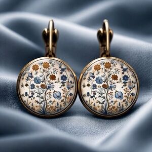 Vintage Style Leverback Earrings Featuring A Floral Bohemian Design NWOT